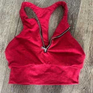 Bombshell Sportswear Red Zip-Front Sports Bra